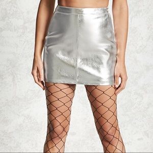 Forever 21 Futuristic Silver Pleather Mini Skirt
